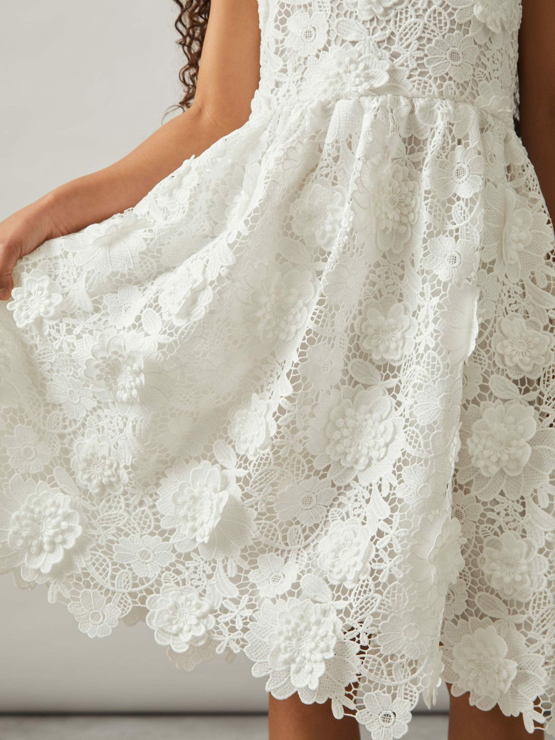 Reiss 4-9 yrs Guipure-Lace Midi Dress in Ivory