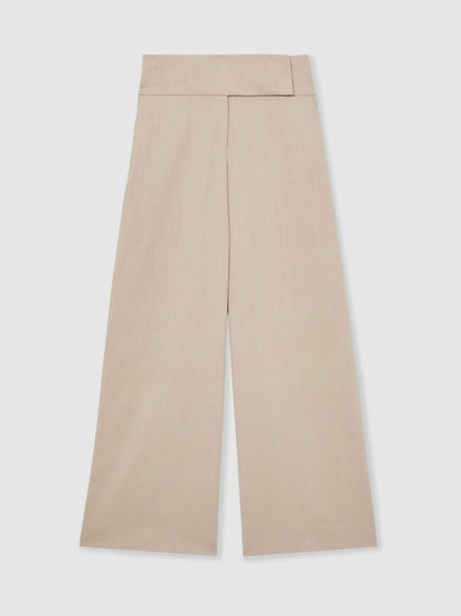 Reiss Lyocell-Linen Wide-Leg Trousers in Neutral