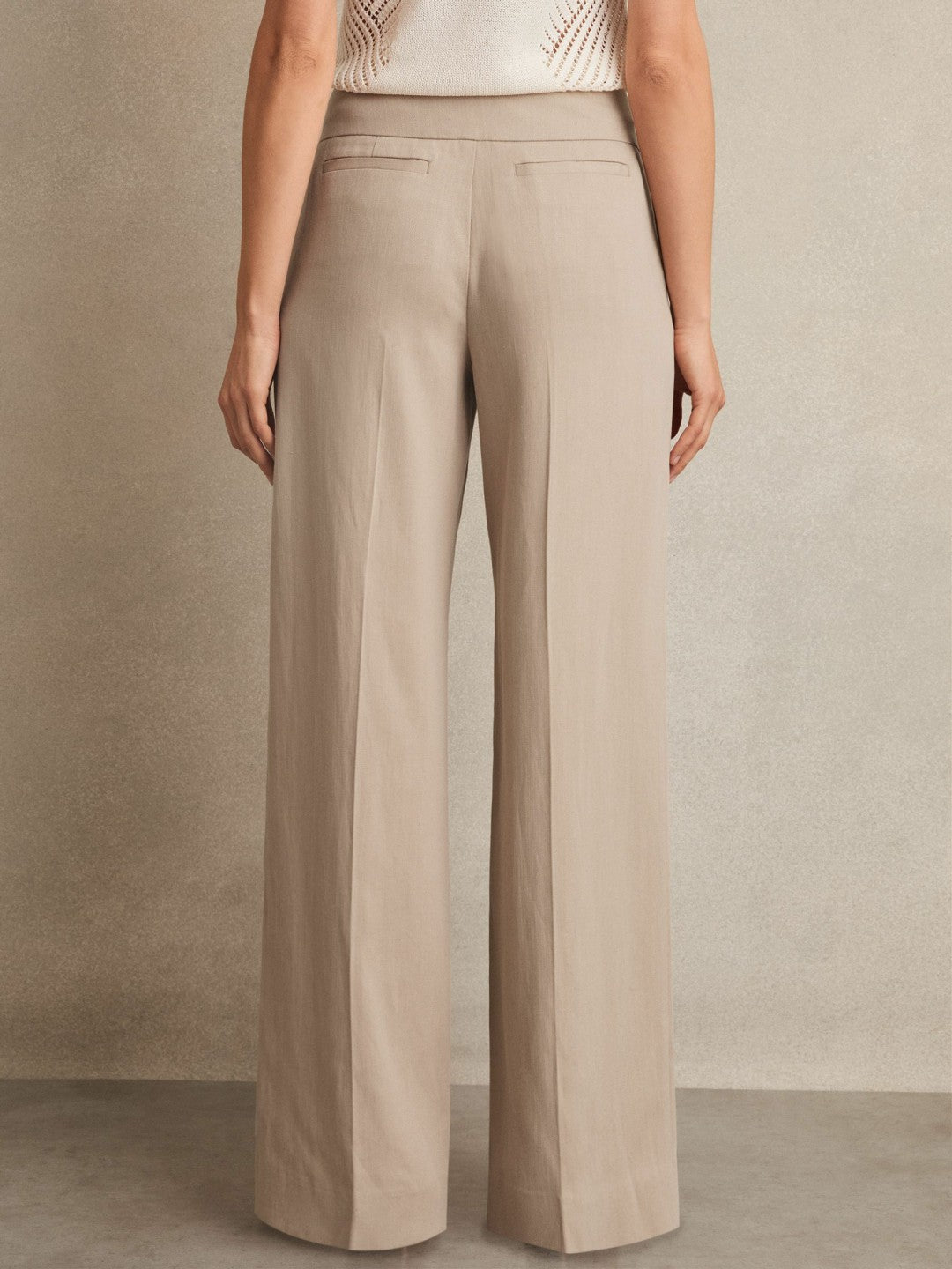 Reiss Lyocell-Linen Wide-Leg Trousers in Neutral