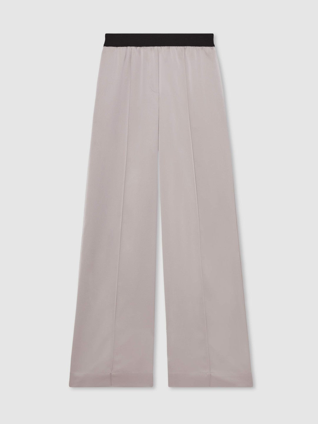 Reiss Satin Wide Leg Elastic Waist Trousers in Grey