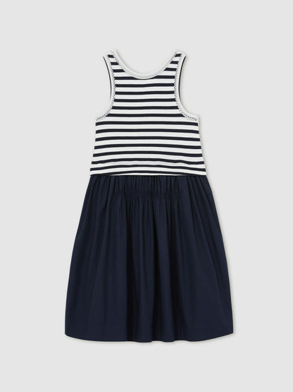 Reiss 13-14 yrs Cotton Layered Sleeveless Midi Dress in Navy