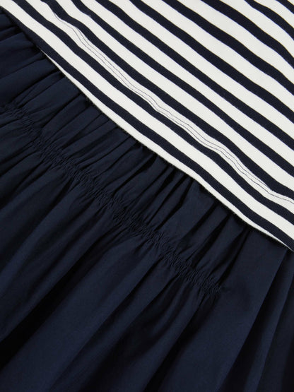 Reiss 13-14 yrs Cotton Layered Sleeveless Midi Dress in Navy