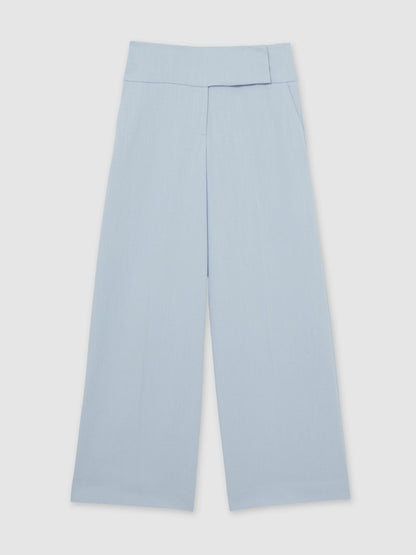 Reiss Lyocell-Linen Wide-Leg Trousers in Blue