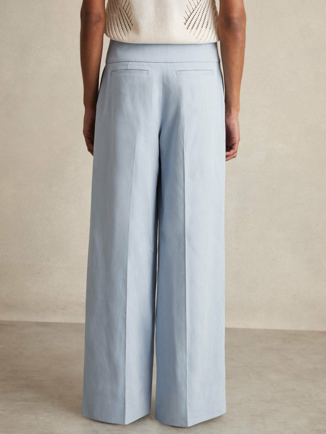 Reiss Lyocell-Linen Wide-Leg Trousers in Blue