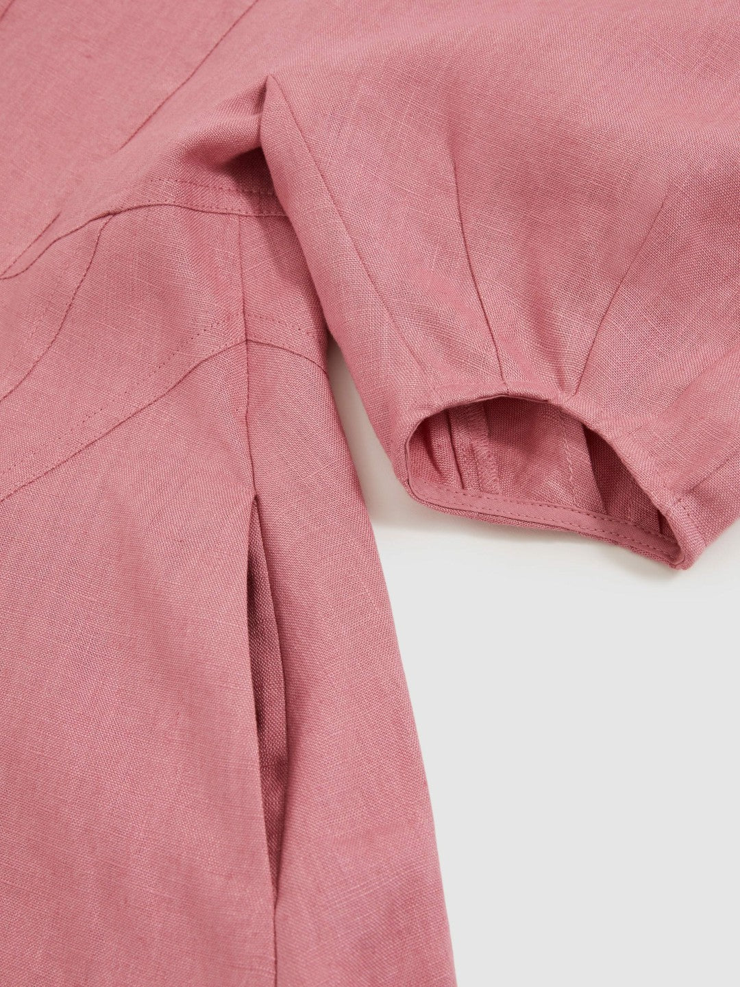 Reiss 4-9 yrs Linen Balloon-Sleeve Dress in Pink