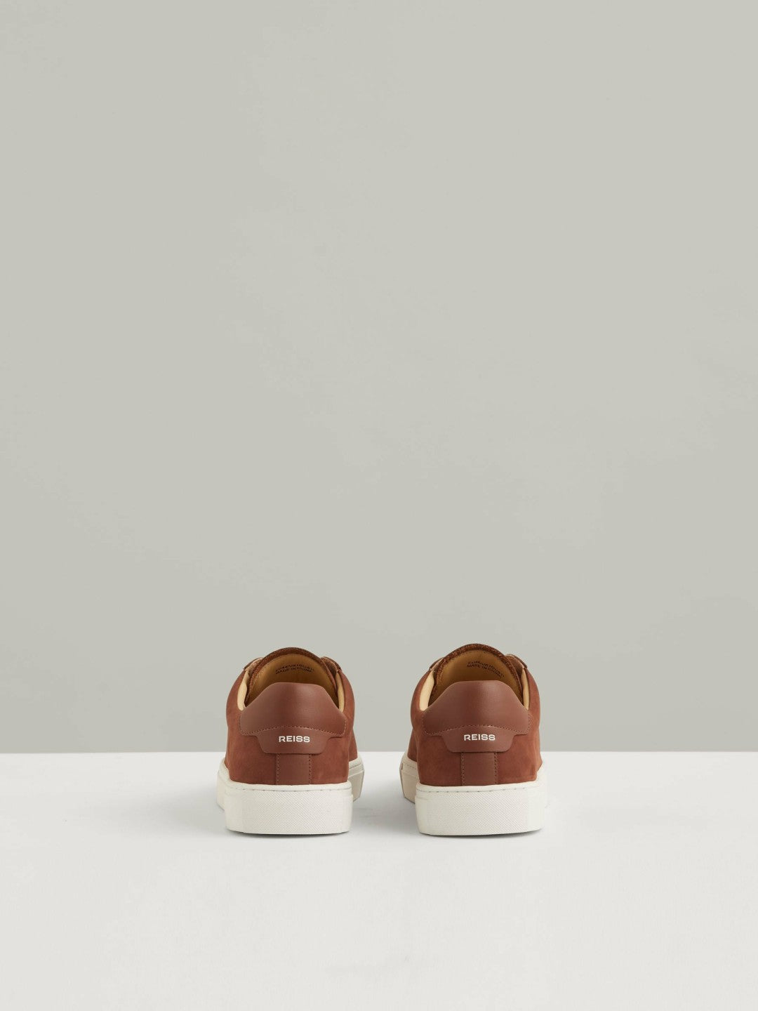Reiss Nubuck Leather Low-Top Trainers in Brickwood Red
