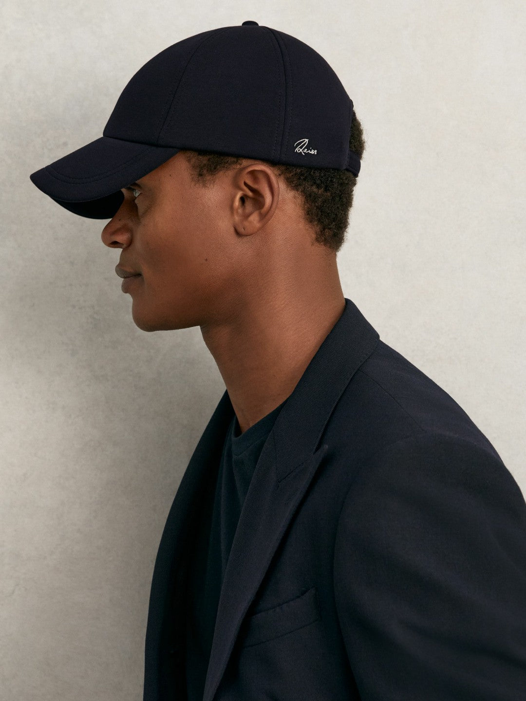 Reiss Jersey Logo-Embroidered Baseball Cap in Navy