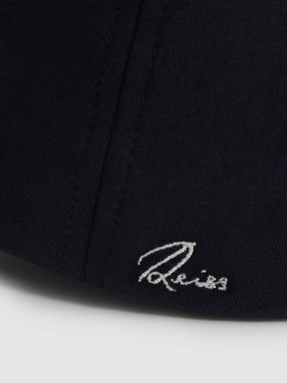 Reiss Jersey Logo-Embroidered Baseball Cap in Navy