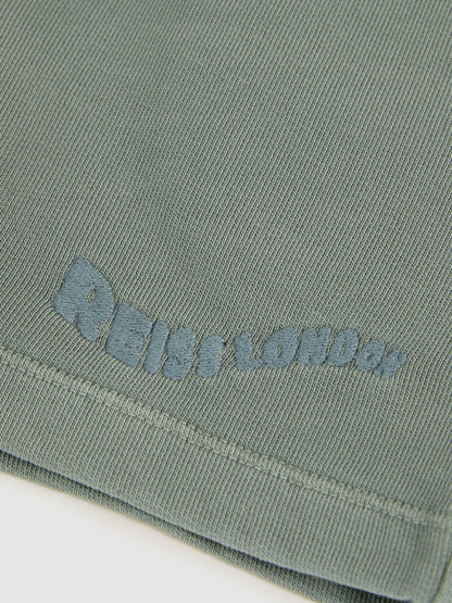 Reiss 9-13 yrs Cotton Brand-Embroidered Shorts in Washed Sage