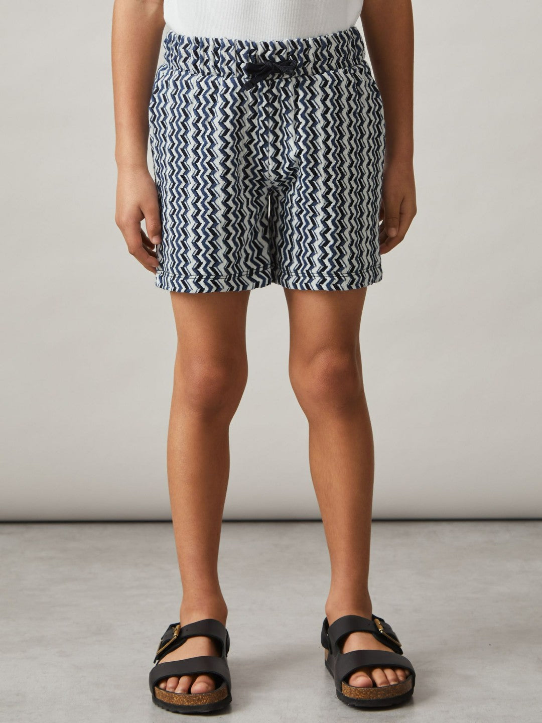 Reiss 9-13 yrs Zig-Zag Knit Drawstring Shorts in Blue