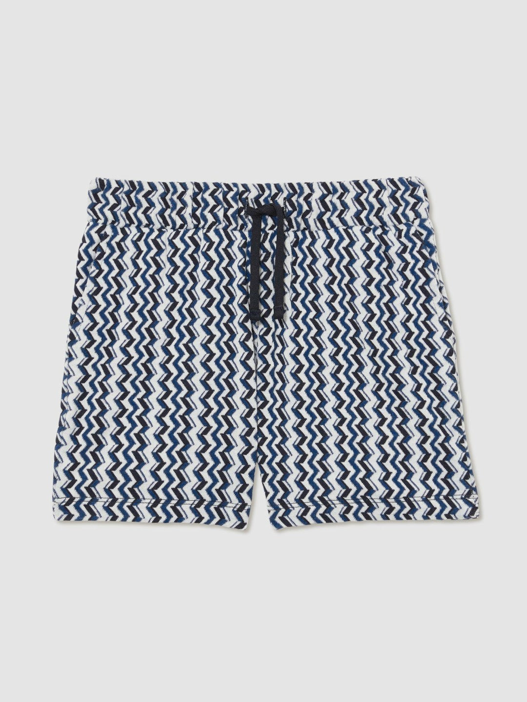 Reiss 9-13 yrs Zig-Zag Knit Drawstring Shorts in Blue