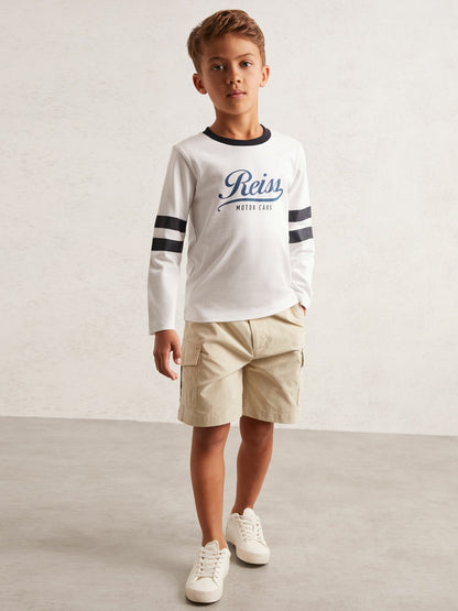 Reiss 9-13 yrs Ripstop Cargo Shorts in Light Stone