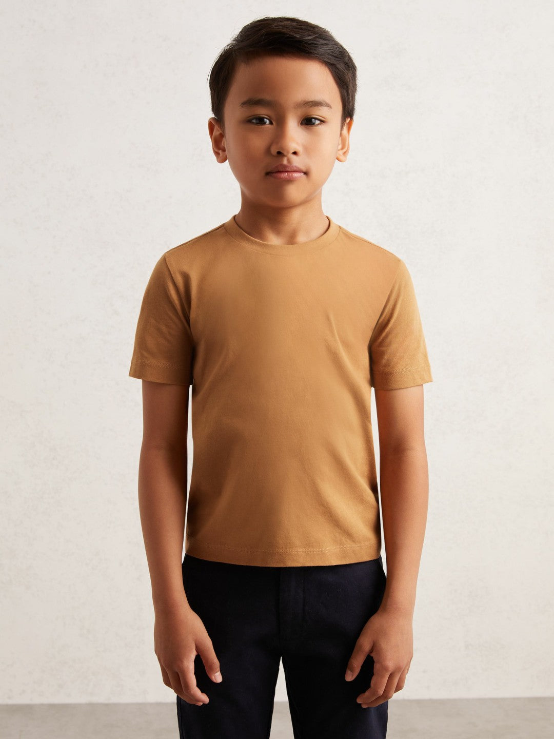 Reiss 3-9 yrs Crew Neck T-Shirt in Tan Brown