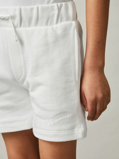 Reiss 9-13 yrs Cotton Brand-Embroidered Shorts in Off White
