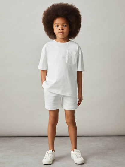 Reiss 3-9 yrs Cotton Palm-Embroidery Oversize T-Shirt in Off White