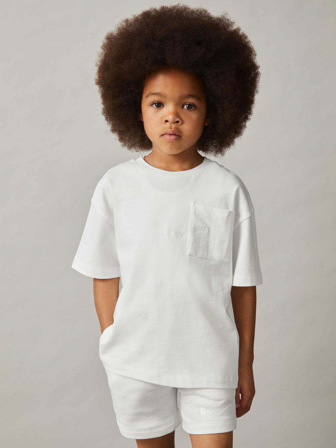 Reiss 3-9 yrs Cotton Palm-Embroidery Oversize T-Shirt in Off White