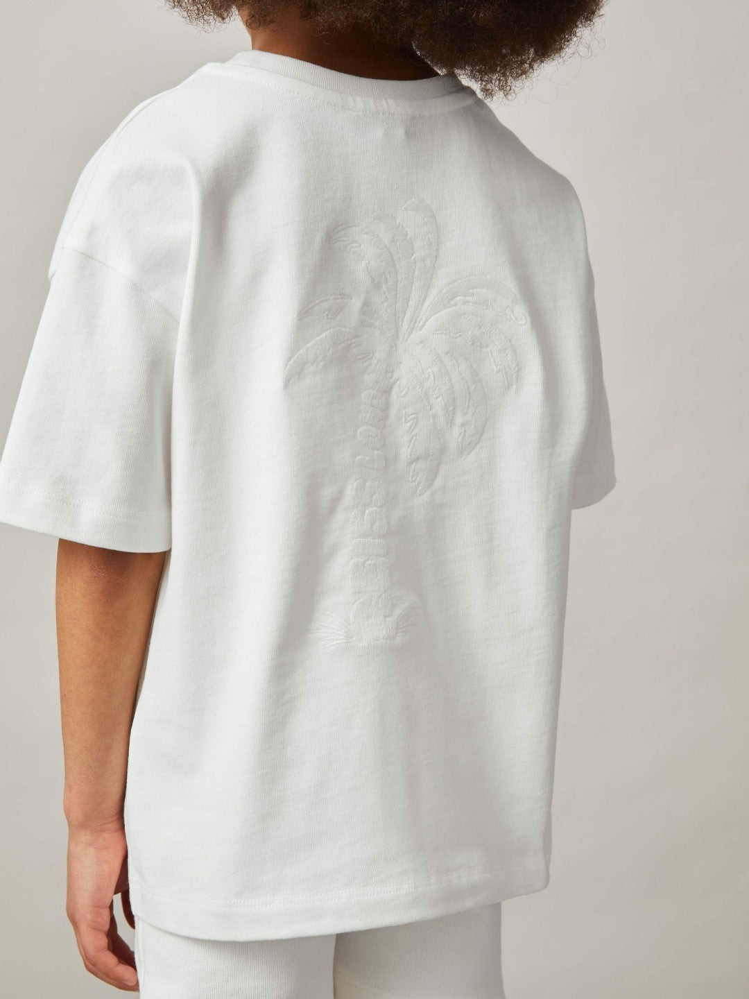 Reiss 3-9 yrs Cotton Palm-Embroidery Oversize T-Shirt in Off White