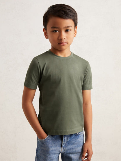 Reiss 3-9 yrs Crew Neck T-Shirt in Dark Sage