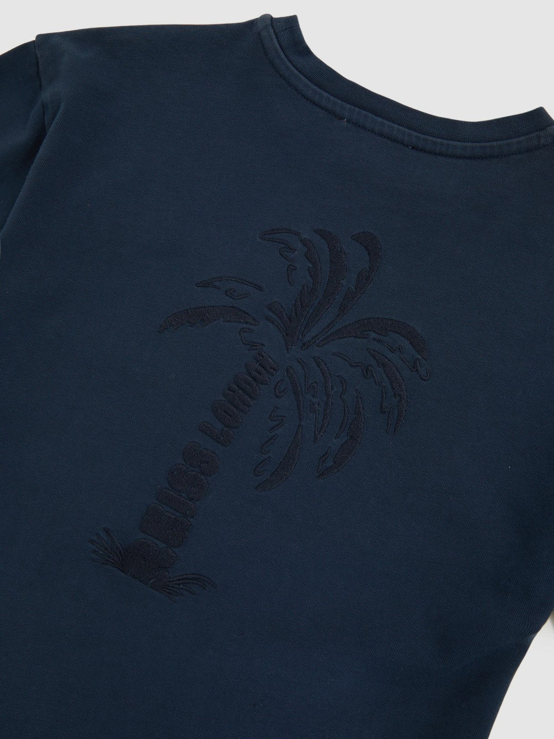 Reiss 13-14 yrs Cotton Palm-Embroidery Oversize T-Shirt in Washed Navy