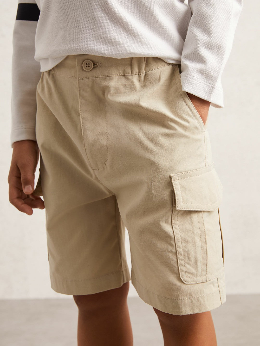 Reiss 3-9 yrs Ripstop Cargo Shorts in Light Stone
