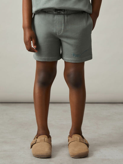 Reiss 3-9 yrs Cotton Brand-Embroidered Shorts in Washed Sage