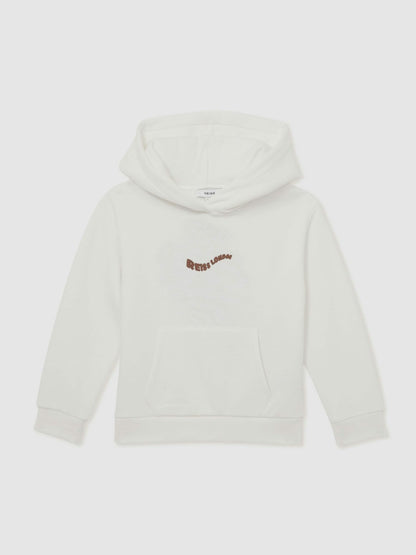 Reiss 9-13 yrs Cotton-Blend Palm-Embroidered Hoodie in Off White