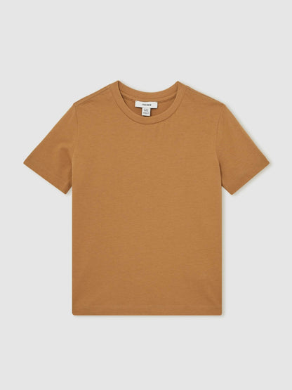 Reiss 9-13 yrs Crew Neck T-Shirt in Tan Brown