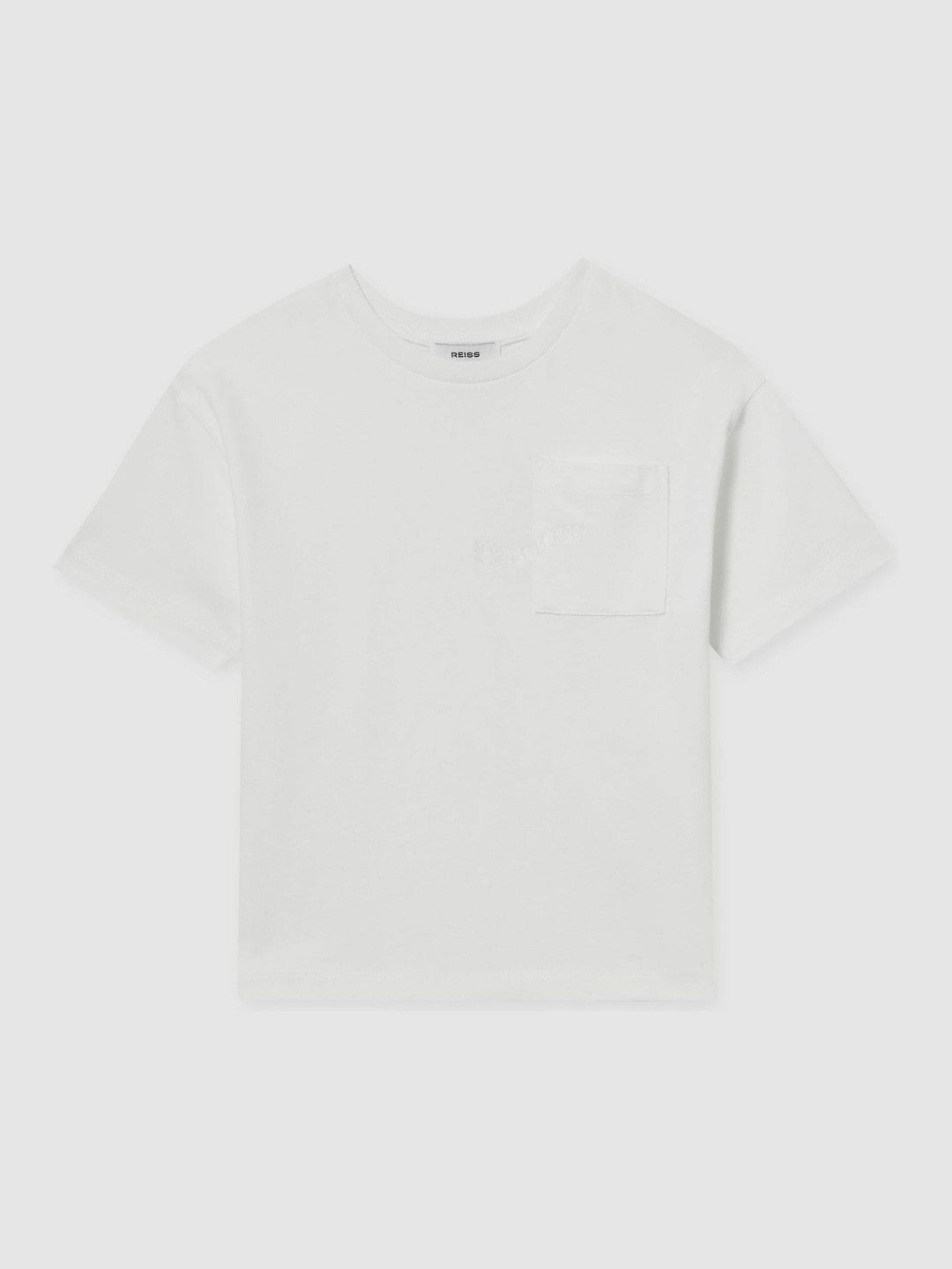 Reiss 9-13 yrs Cotton Palm-Embroidery Oversize T-Shirt in Off White