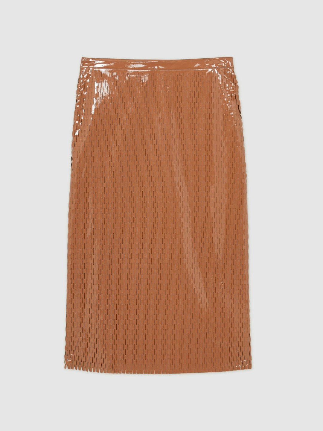 Reiss Atelier Laser-Cut Pencil Skirt in Tan