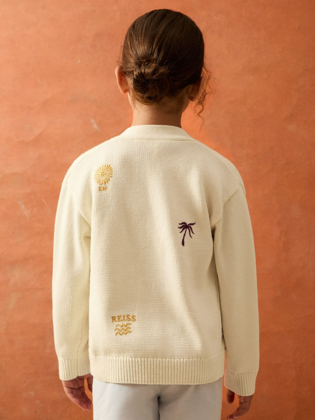 Reiss 4-9 yrs SmileyWorld Embroidery Cardigan Unisex Fit in Off White