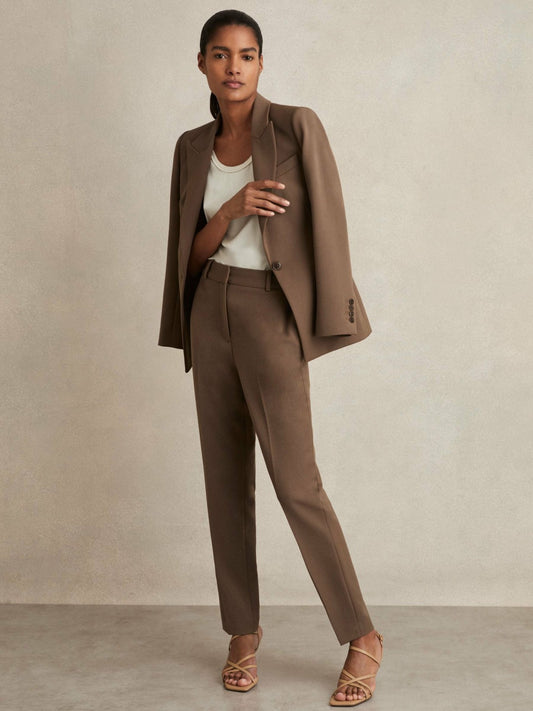 Reiss Tailored Single Breasted Suit Blazer in Mink Neutral