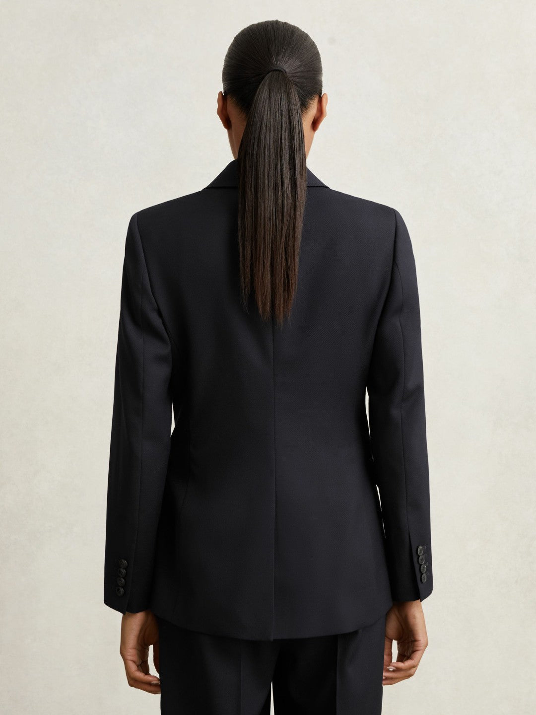Reiss Petite Wool Blend Double Breasted Suit Blazer in Navy