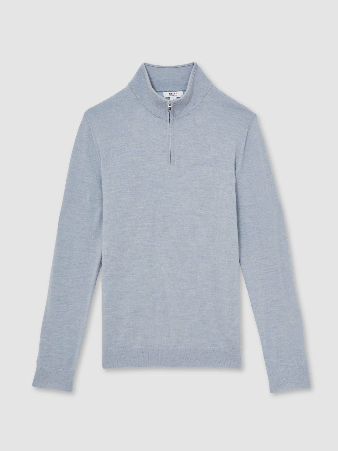 Reiss Merino Wool Half-Zip Jumper in Soft Blue