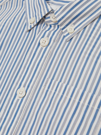 Reiss 9-13 yrs Cotton-Poplin Striped Oversize Shirt in Blue/White