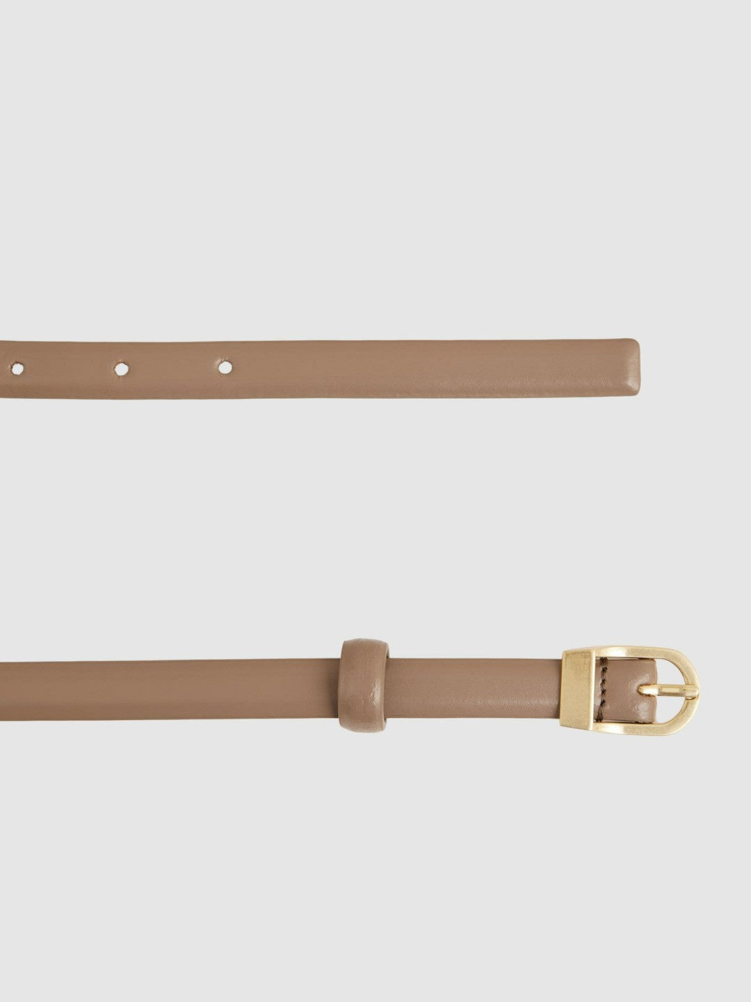 Reiss Leather Curved-Buckle Skinny Belt in Taupe