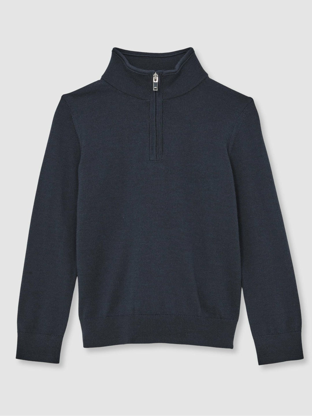 Reiss 3-9 yrs Merino Wool Half-Zip Funnel Neck Jumper in Midnight Navy