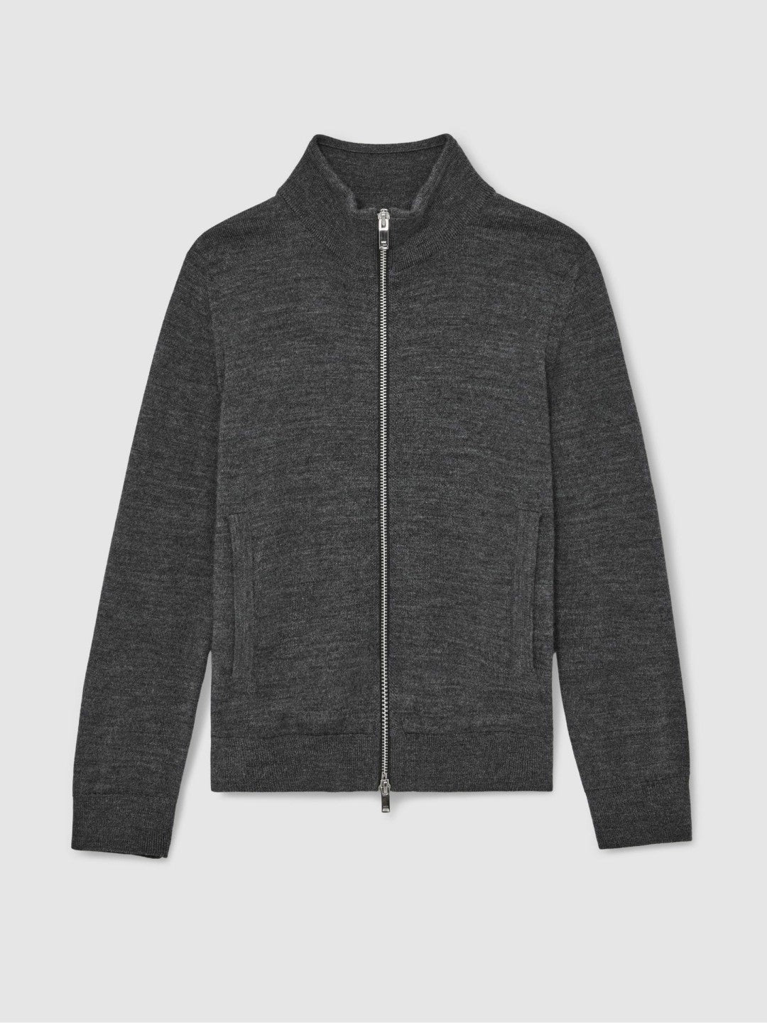 Reiss 3-9 yrs Merino Wool-Blend Zip-Through Cardigan in Derby Grey Melange