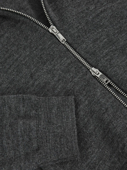 Reiss 3-9 yrs Merino Wool-Blend Zip-Through Cardigan in Derby Grey Melange