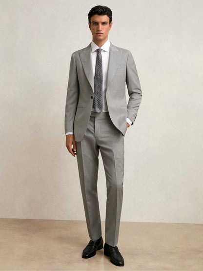 Reiss Slim-Fit Wool Suit Trousers in Mid Grey