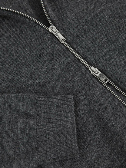 Reiss 9-13 yrs Merino Wool-Blend Zip-Through Cardigan in Derby Grey Melange