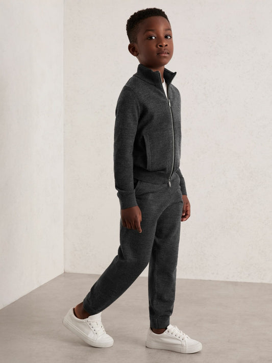Reiss 3-9 yrs Merino Wool Cuffed Joggers in Derby Grey Melange
