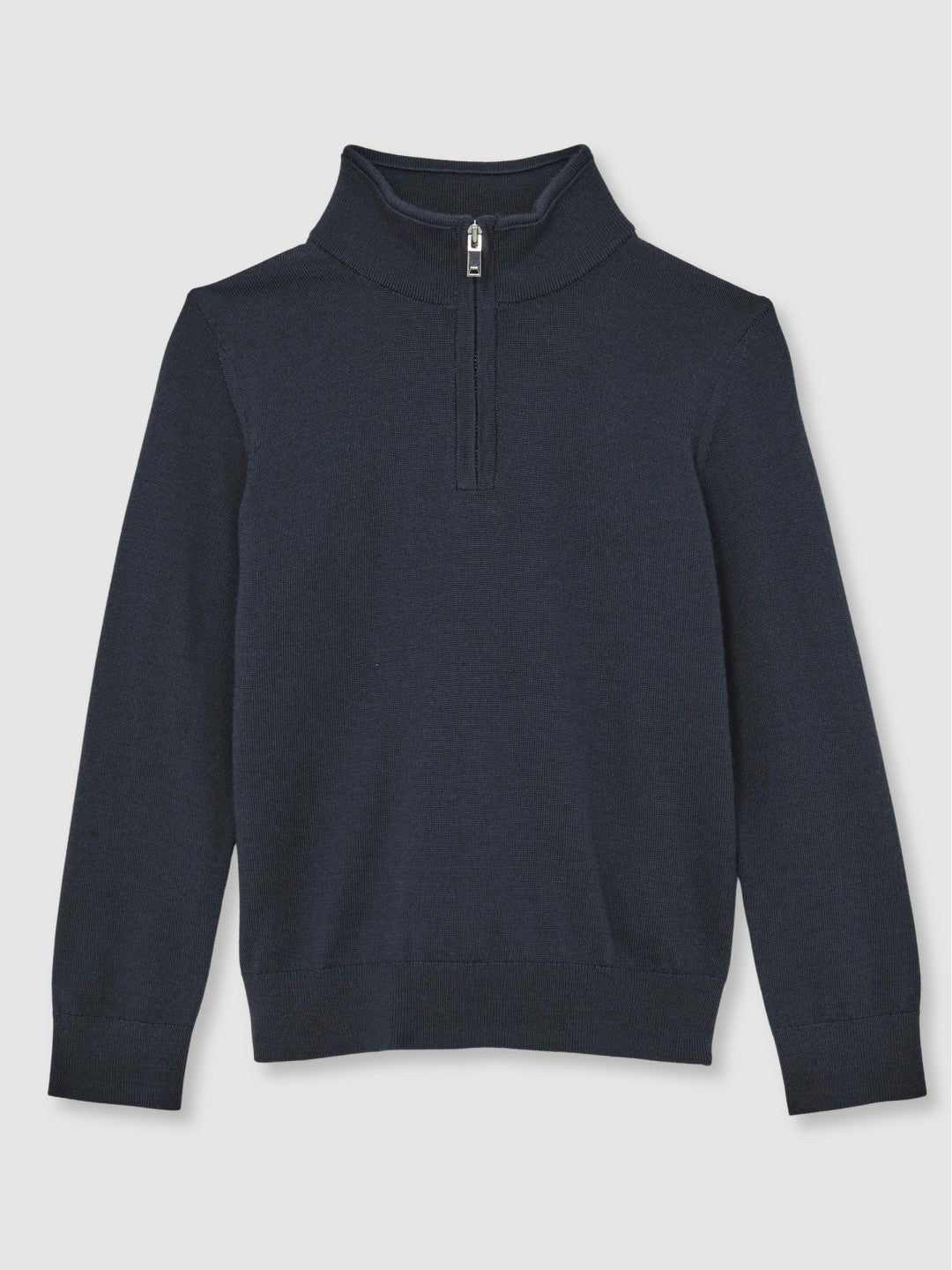Reiss 9-13 yrs Merino Wool Half-Zip Funnel Neck Jumper in Midnight Navy