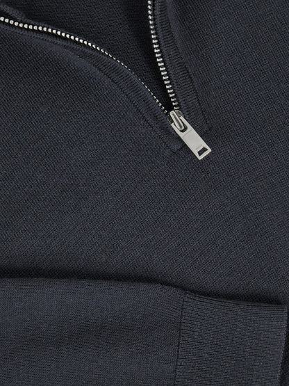 Reiss 9-13 yrs Merino Wool Half-Zip Funnel Neck Jumper in Midnight Navy