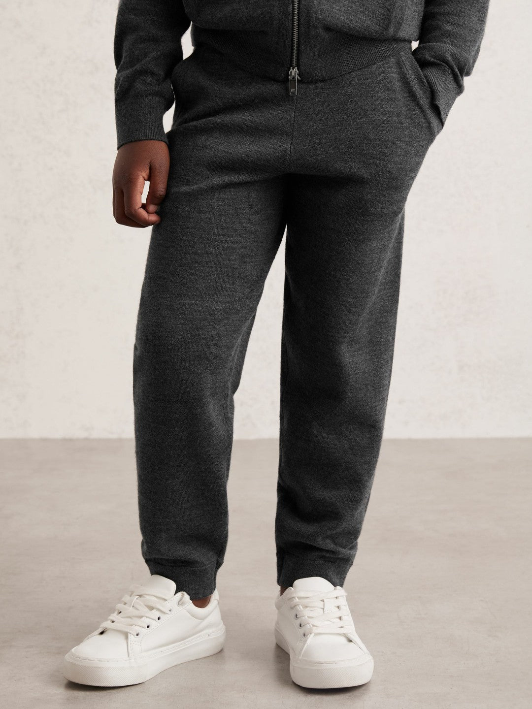 Reiss 9-13 yrs Merino Wool Cuffed Joggers in Derby Grey Melange