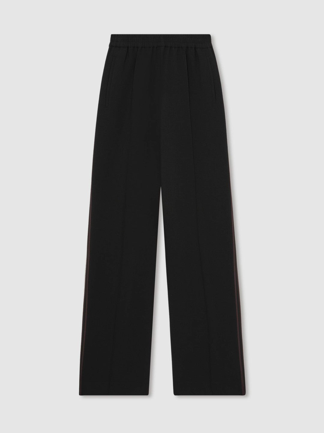 Reiss Side-Stripe Wide-Leg Trousers in Black