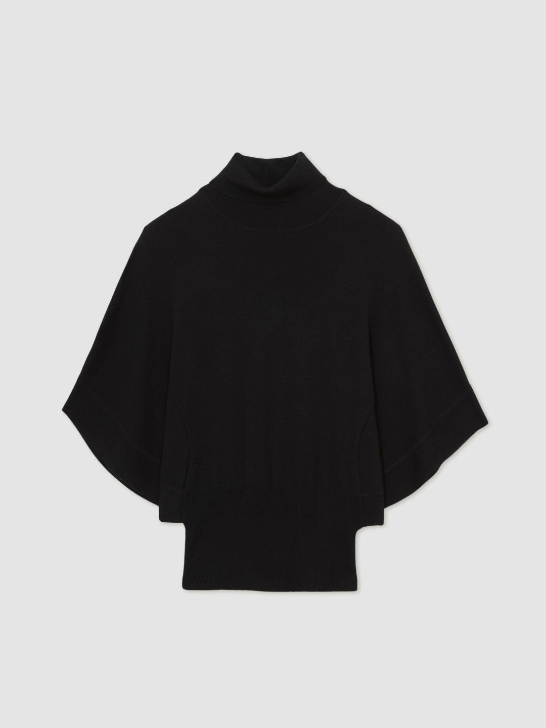 Reiss Merino Wool Batwing Roll-Neck Jumper in Black