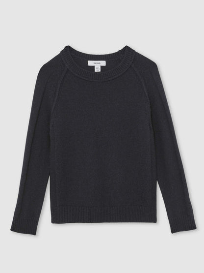 Reiss 3-9 yrs Wool-Cashmere Reverse-Seam Jumper in Navy