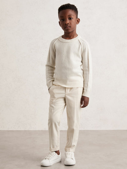 Reiss 3-9 yrs Wool-Cashmere Reverse-Seam Jumper in Off White