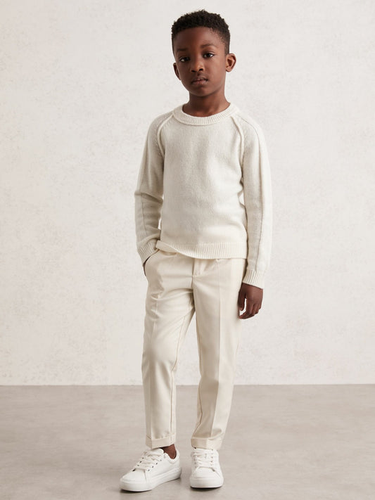 Reiss 3-9 yrs Wool-Cashmere Reverse-Seam Jumper in Off White