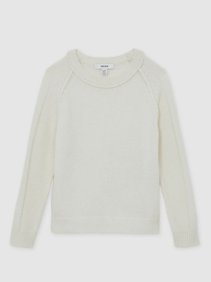 Reiss 3-9 yrs Wool-Cashmere Reverse-Seam Jumper in Off White